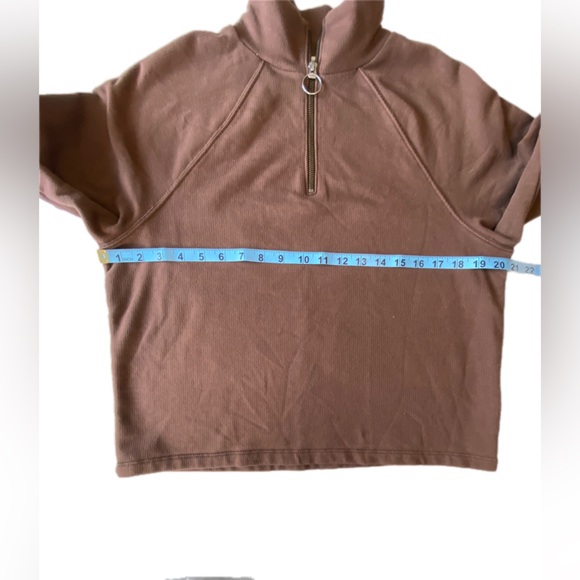 Madewell Ribbed Half-Zip Raglan Sweatshirt brown small - Picture 8 of 16